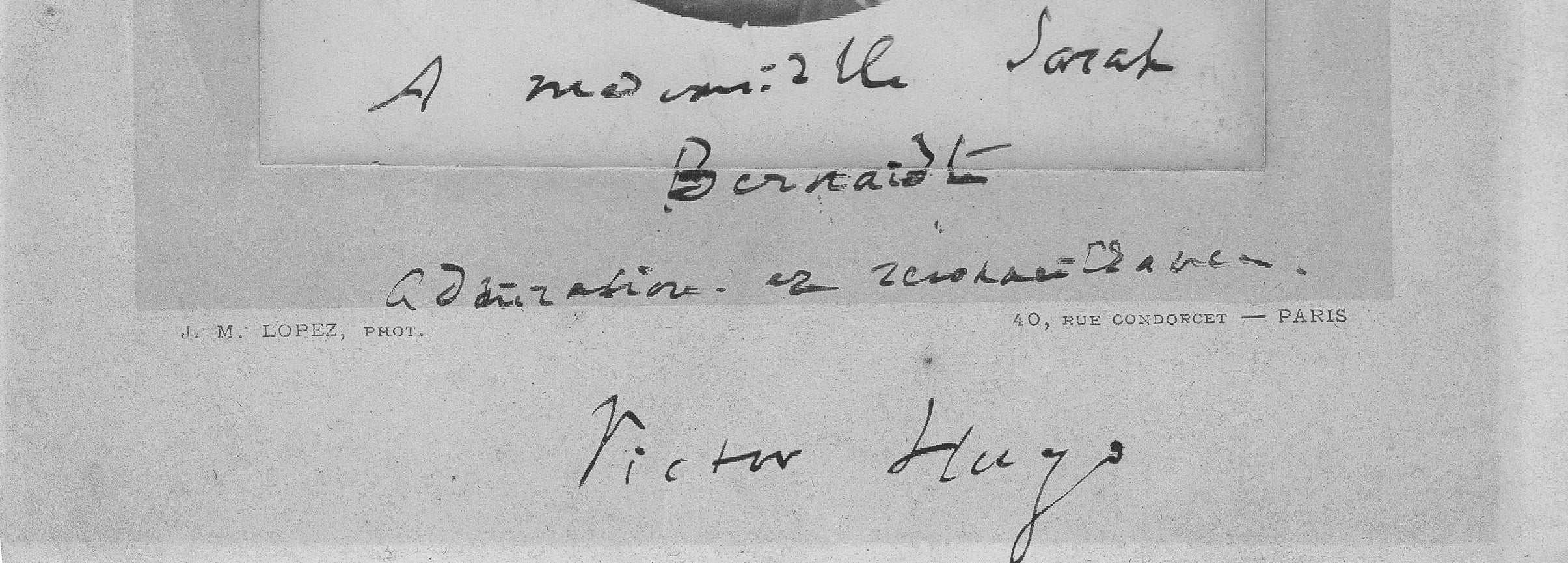 Photo of Hugo Inscribed to Bernhardt