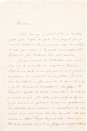 Item #1028 A Singed Letter. Louis Pasteur