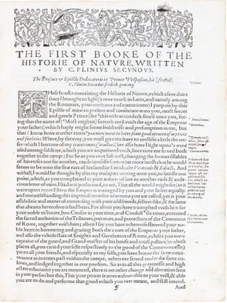 The Historie of the World; Commonly Called, the Naturall Historie of C. Plinius Secundus [...]