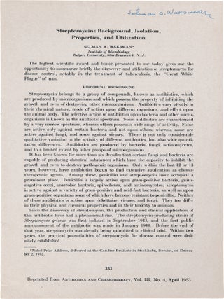 Two Signed Offprints on Streptomycin