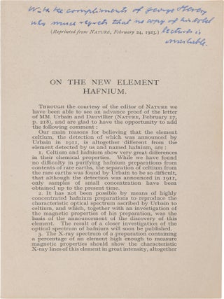 Four Presentation Copy Papers on Hafnium