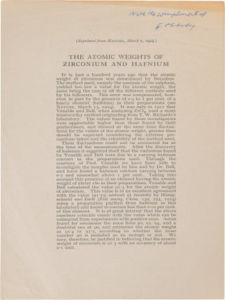 Four Presentation Copy Papers on Hafnium