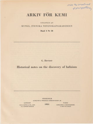 Four Presentation Copy Papers on Hafnium
