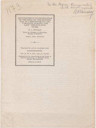 The Hypophysis and Diabetes; A Small Archive of Eleven Inscribed Offprints and Three Letters