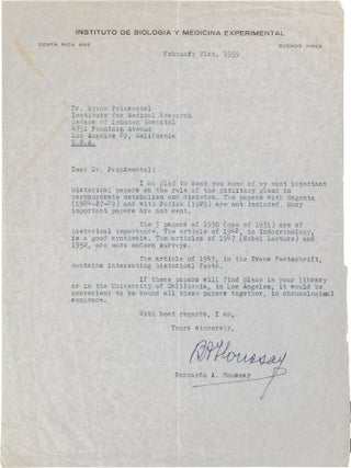 The Hypophysis and Diabetes; A Small Archive of Eleven Inscribed Offprints and Three Letters