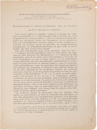 The Hypophysis and Diabetes; A Small Archive of Eleven Inscribed Offprints and Three Letters
