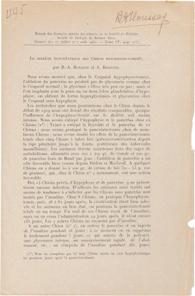 The Hypophysis and Diabetes; A Small Archive of Eleven Inscribed Offprints and Three Letters