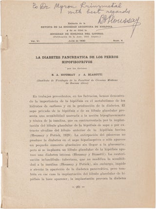 The Hypophysis and Diabetes; A Small Archive of Eleven Inscribed Offprints and Three Letters