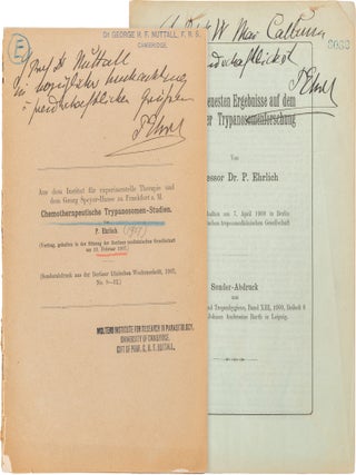 Item #1298 Two Presentation Offprints on the Foundations of Chemotherapy. Paul Ehrlich