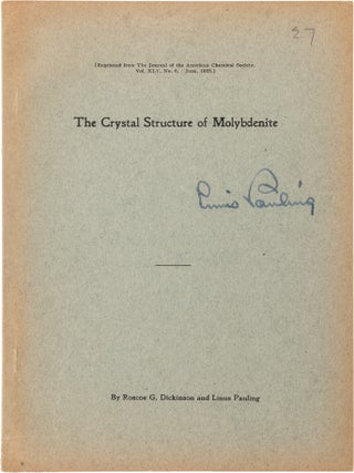 Item #1304 The Crystal Structure of Molybdenite; From the Journal of the American Chemical...