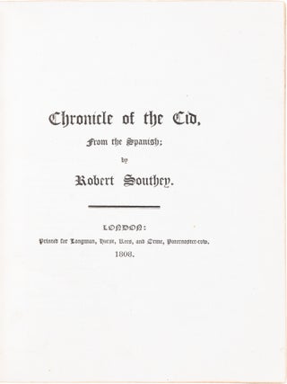 Item #1347 Chronicle of the Cid. Robert Southey