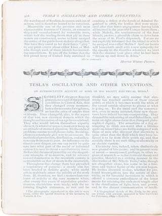 Tesla’s Oscillator and Other Inventions; in The Century Illustrated Monthly Magazine, Vol. XLIX, No. 6, pp. 916-933