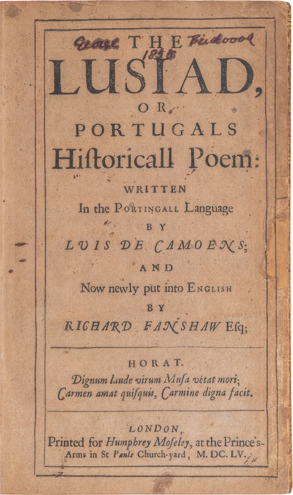 Item #19 The Lusiad, or Portugals Historicall Poem[...]. Luis de Camõens, Richard Fanshaw.