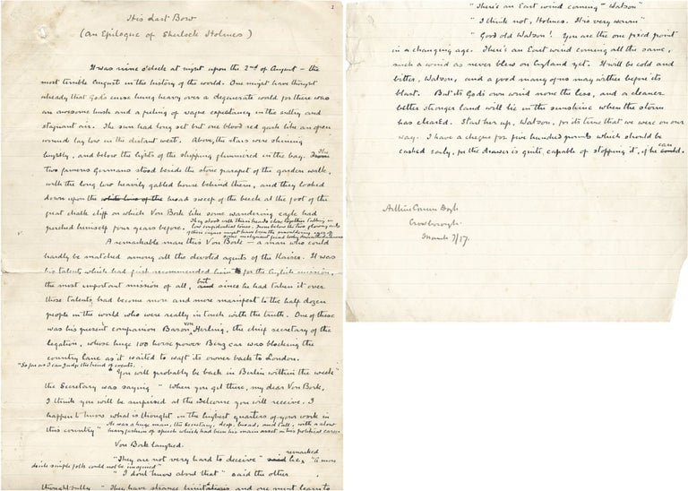 Item #241 Original Handwritten Manuscript of His Last Bow. Arthur Conan Doyle.