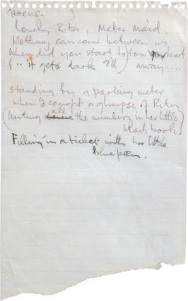 Item #245 Handwritten Lyrics of Lovely Rita, Meter Maid. The Beatles, Paul McCartney