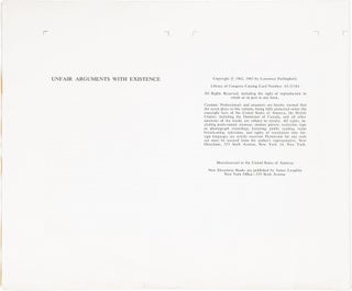 Item #305752 Unfair Arguments with Existence. Lawrence Ferlinghetti