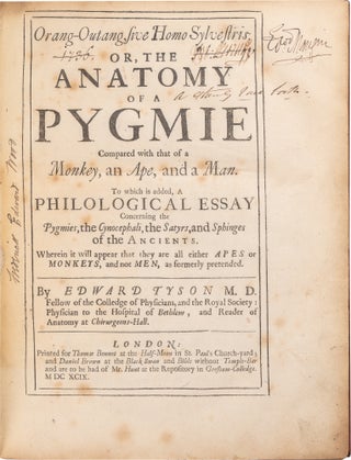 Orang–Outang, sive Homo Sylvestris; or, The Anatomy of a Pygmie