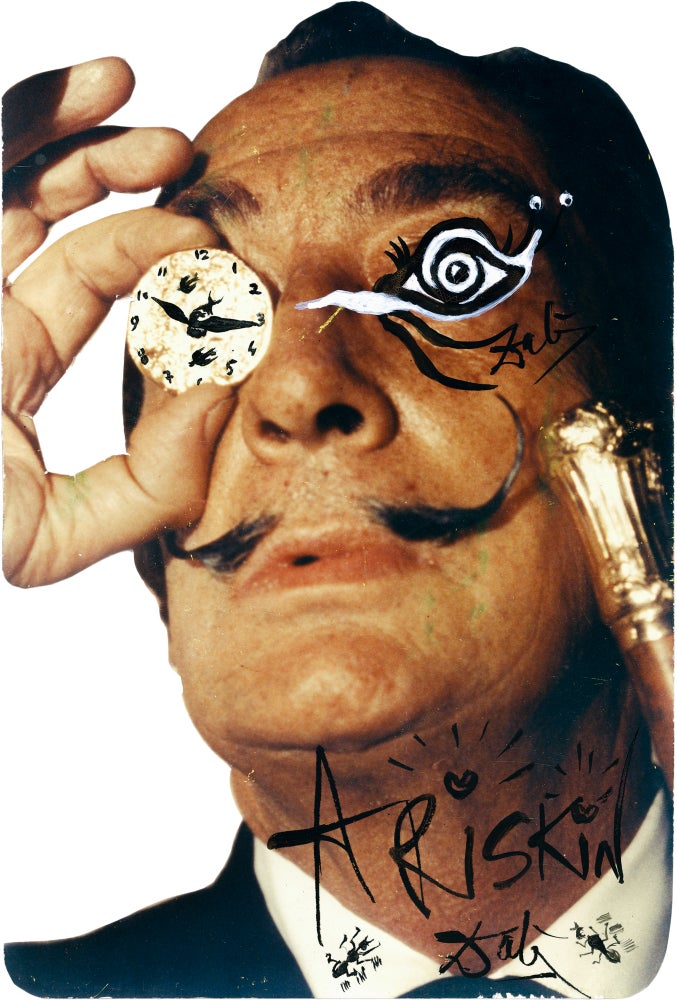 Item #48 Overpainted Photographic Cutout Portrait. Salvador Dali.