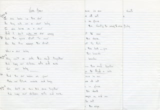 Item #60 Handwritten Manuscript Lyrics of War Baby. Mick Jagger