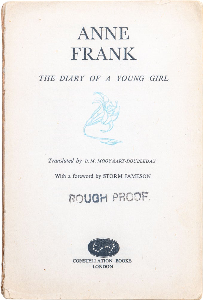 Item #791 The Diary of a Young Girl. Anne Frank, Trans. Barbara Mooyaart–Doubleday.