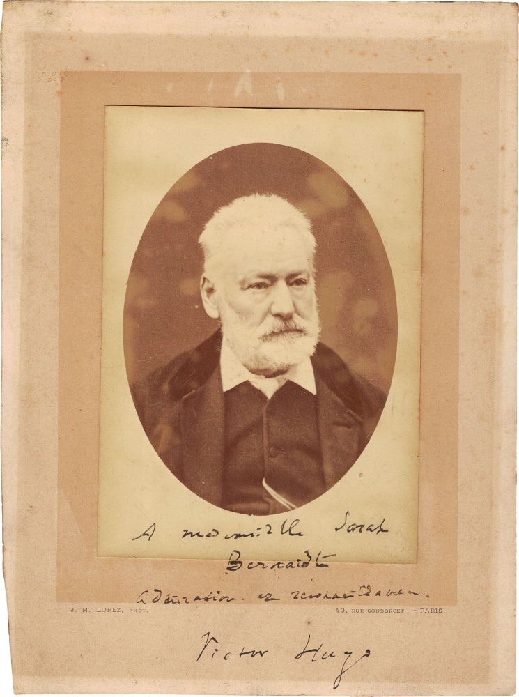 Item #804 Presentation Photograph, Inscribed to Sarah Bernhardt. Victor Hugo.