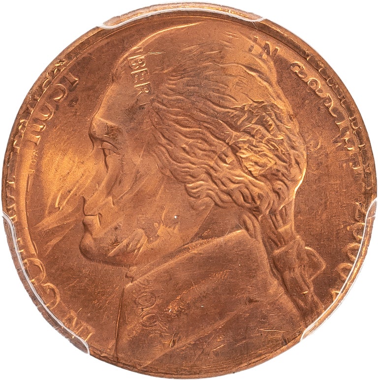 Item #818 Jefferson Nickel Mis–struck on a Penny Blank. US Coinage.