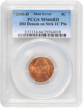 Jefferson Nickel Mis–struck on a Penny Blank