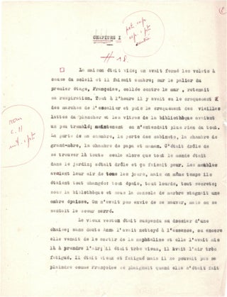 Item #841 Manuscript from "L’Invitée" Simone de Beauvoir