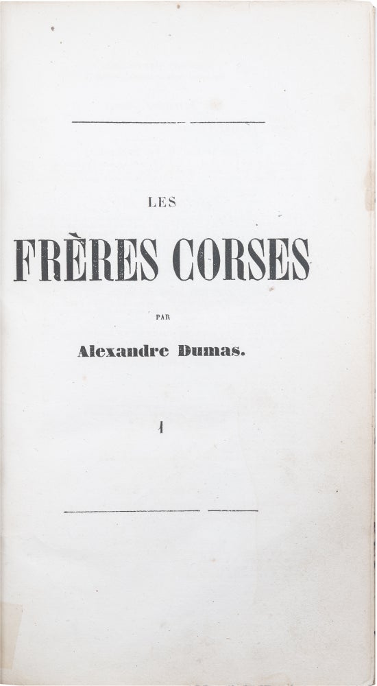 Item #931 Les Frères Corses; [The Corsican Brothers]. Alexandre Dumas.