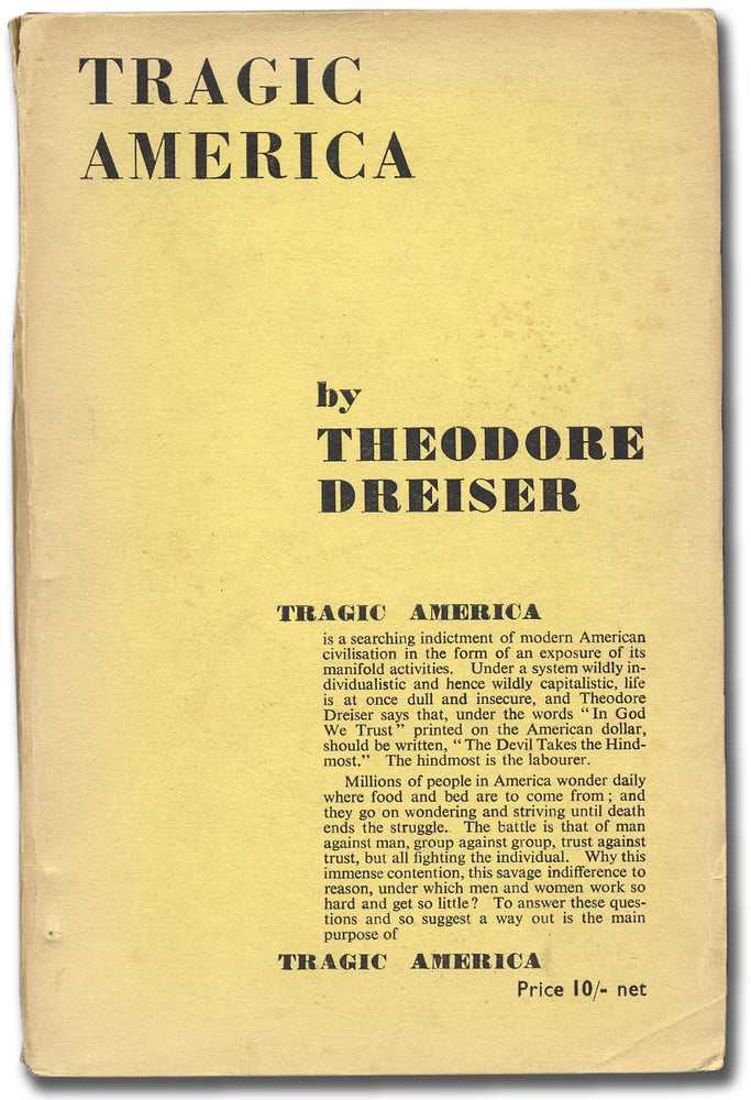Item #99777 Tragic America. Theodore DREISER.